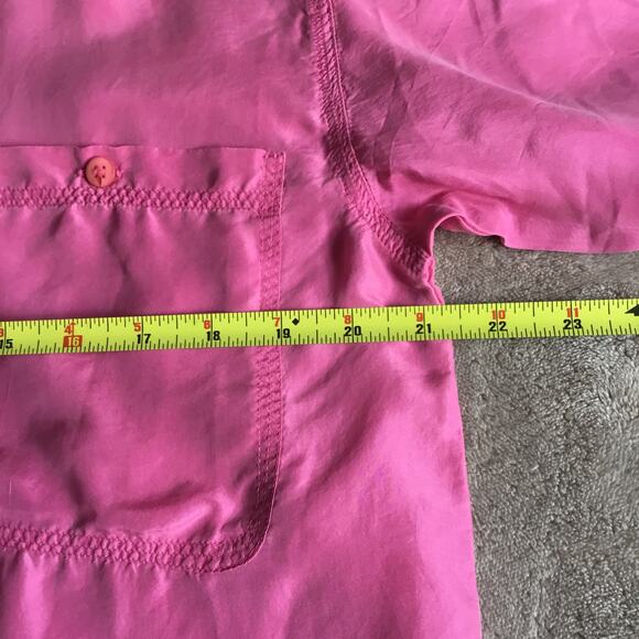 Vtg ‘90s Front Row 100% Silk Solid Relaxed Fit Button Down Collared Blouse Sz M - Picture 4 of 5